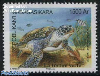 Turtle 1v, Joint Issue France, Mauritius, TAAF, Comoros, Seychelles