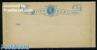 Card letter (Postblad), 5c blue, King Willem III