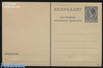 Postcard 10c, Luchtdienst Amsterdam-Bandoeng