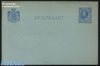 Postcard with answer 5c blue with dutch text only