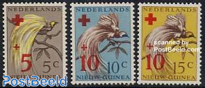 Red Cross overprints on Paradise birds 3v