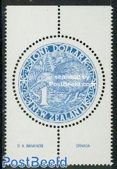 Round kiwi stamp 1v blue