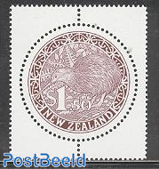Round kiwi stamp, purple brown