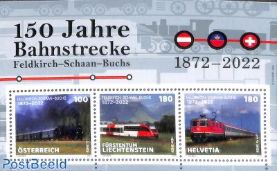 Feldkirch-Schaan-Buchs railway s/s (with stamps from 3 countries)