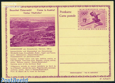 Postcard 1.80 redlilac, winter olympiade