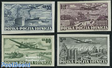 Airmail definitives 4v imperforated