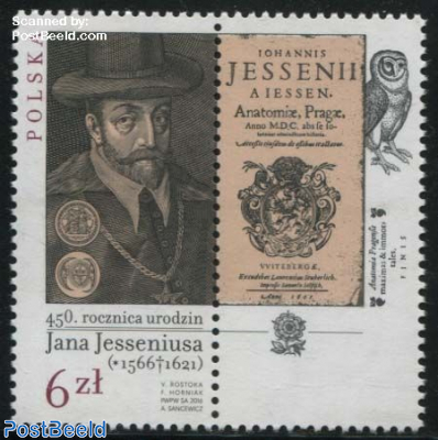 Jan Jessenius 1v+tab, Joint Issue Czech Republic, Slovakia, Hungary