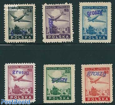 Airmail 6v, Groszy overprints
