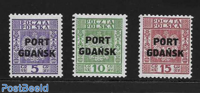 Port Gdansk, overprints 3v