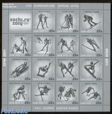Olympic winter games Sochi 15v m/s (with year 2014 on stamps)