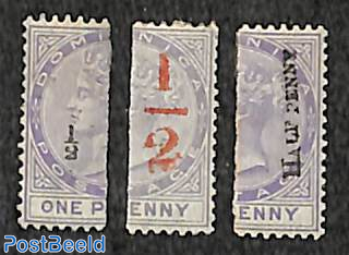 Overprints 1/2d on divided stamps 3v