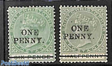 ONE PENNY overprints 2v