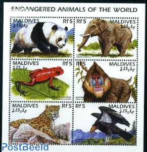 Stamp 1996, Maldives Rare animals 6v m/s, 1996 - Collecting Stamps -   - The free online stampcatalogue with over   stamps listed.