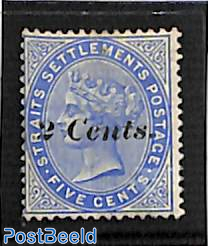 Straits Settlements, 2 Cents on 5c