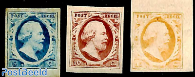 Definitives, king Willem III 3v, imperforated