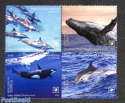 Whales and dolphins 4v [+] (with coloured borders)