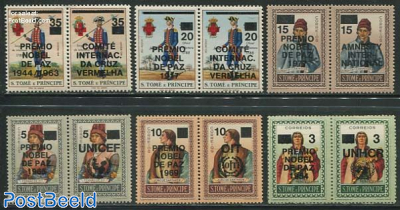 Nobel Prize winners 12v, overprints (these stamps have usually pergamin sticked on gumside)