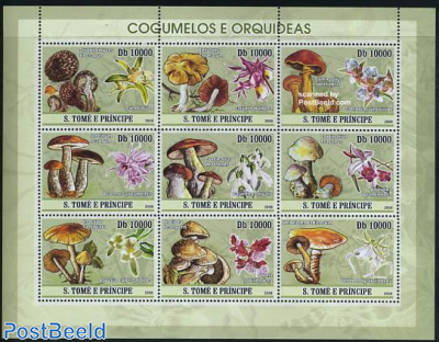 Mushrooms & orchids 9v m/s