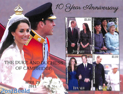 William & Kate wedding 10th anniversary 4v m/s