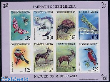 Central asian animals 8v m/s imperforated