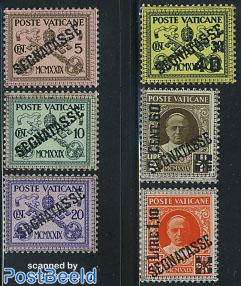 Vatican post stamps 1933, Sc A8, A9, Set of 5, MLH, A8-#30 used