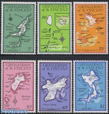 Maps of the Grenadines 6v