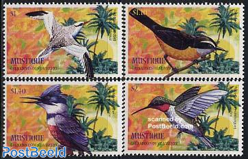 Mustique, Birds 4v, Red-billed tropicbird