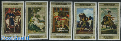 Horse paintings 5v, gold border