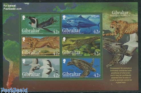 Stamp 2013, Gibraltar Endangered animals 6v m/s, 2013 - Collecting ...