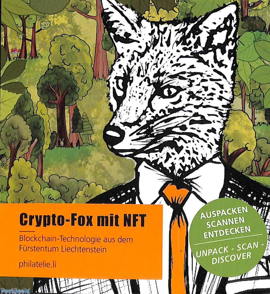 Stamp 2024, Liechtenstein Crypto stamp, the Fox (in closed pack), 2024 -  Collecting Stamps - Freestampcatalogue.com - The free online stampcatalogue  with over 500.000 stamps listed.