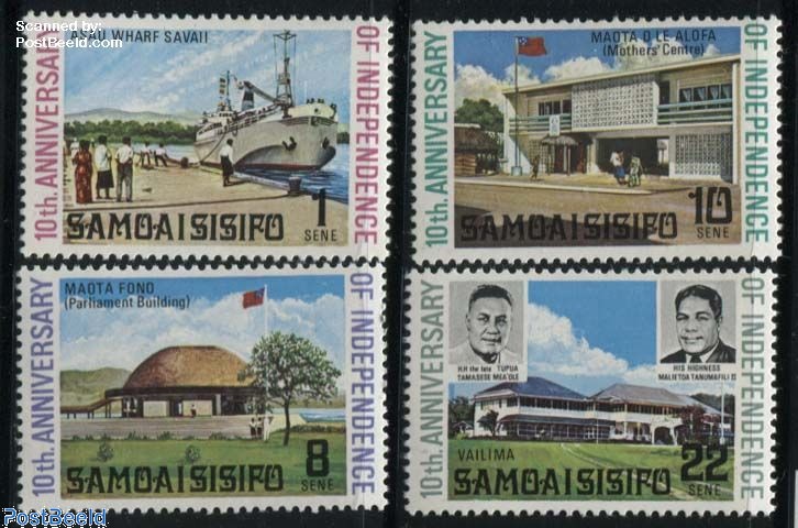 Stamp 1972, Samoa 10 years independence 4v, 1972 - Collecting Stamps ...