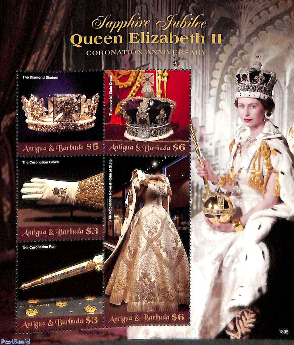 Stamp 2018 Antigua Barbuda Queen Elizabeth II Sapphire Jubilee