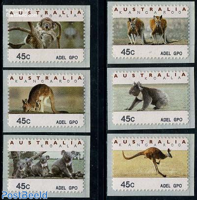 Stamp 1994, Australia Animals 6v, automat stamps, 1994 - Collecting Stamps   - The free online stampcatalogue with over   stamps listed.