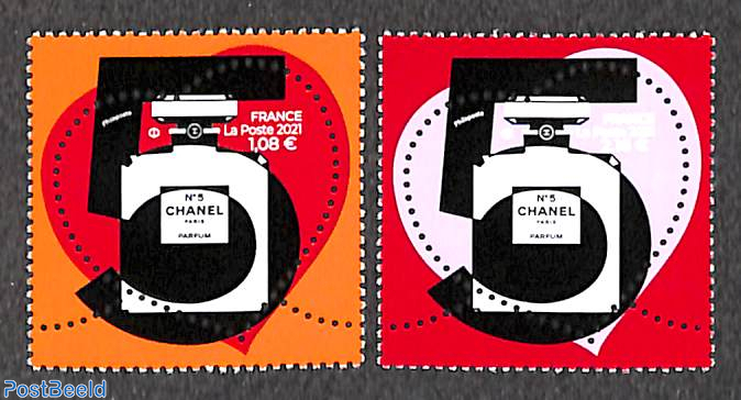 Stamp 2021, France Chanel No. 5 2v, 2021 - Collecting Stamps -   - The free online stampcatalogue with over 500.000  stamps listed.